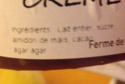 Crème dessert chocolat ingredients label