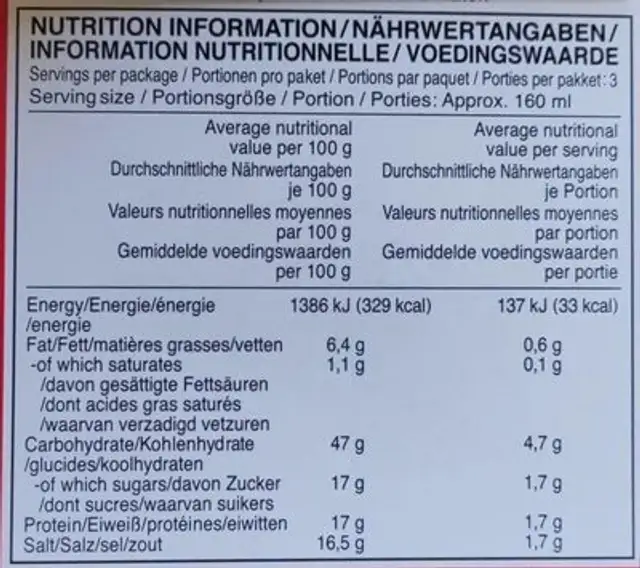 Soupe miso épicée instantanée japonaise au tofu nutrition facts table
