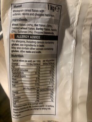 muesli ingredients label