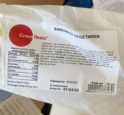 Sandwich crous front packaging