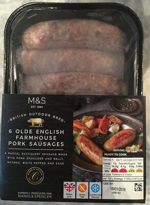 6 Olde english farmhouse pork sausages