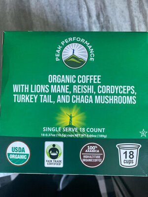 Organic coffee with Lions nabe, reishic cordyceps,turkey tail, chaga mushrooms