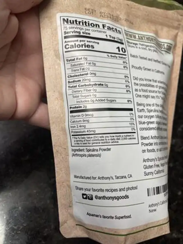 spirulina powder ingredients label
