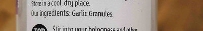 Garlic Granules ingredients label