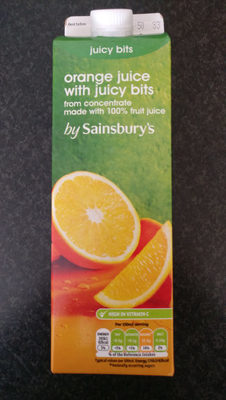 Orange juice with juicy bits