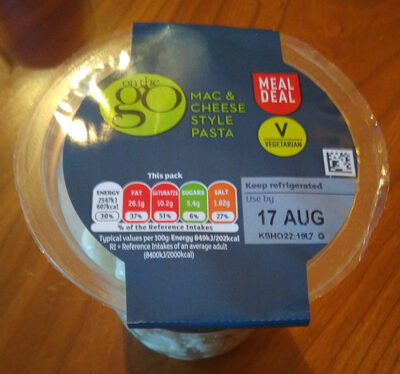 Mac & cheese style pasta front packaging