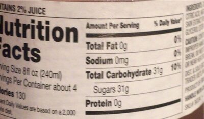 Sparkling pink lemonade nutrition facts table