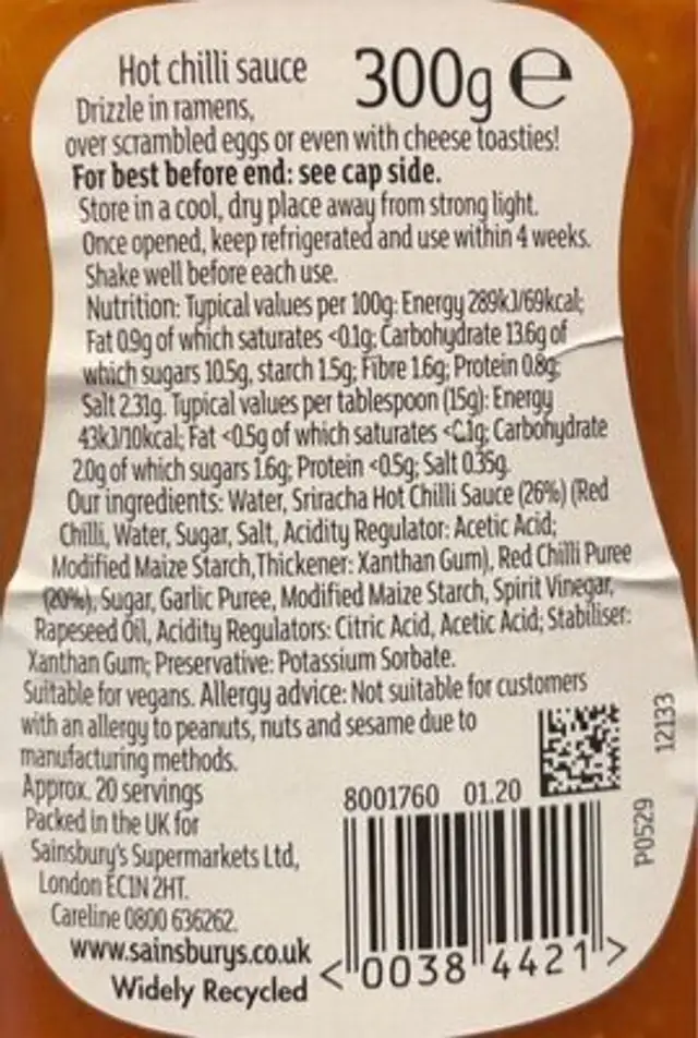 Butter Spread nutrition facts table