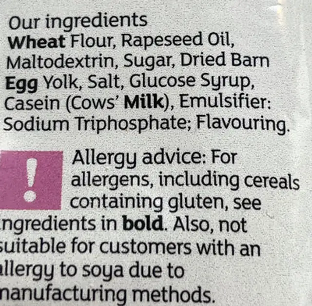 Pancake mix ingredients label