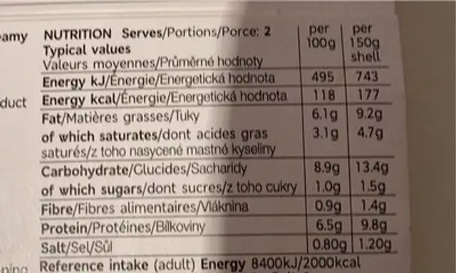 Coquilles st jacques nutrition facts table