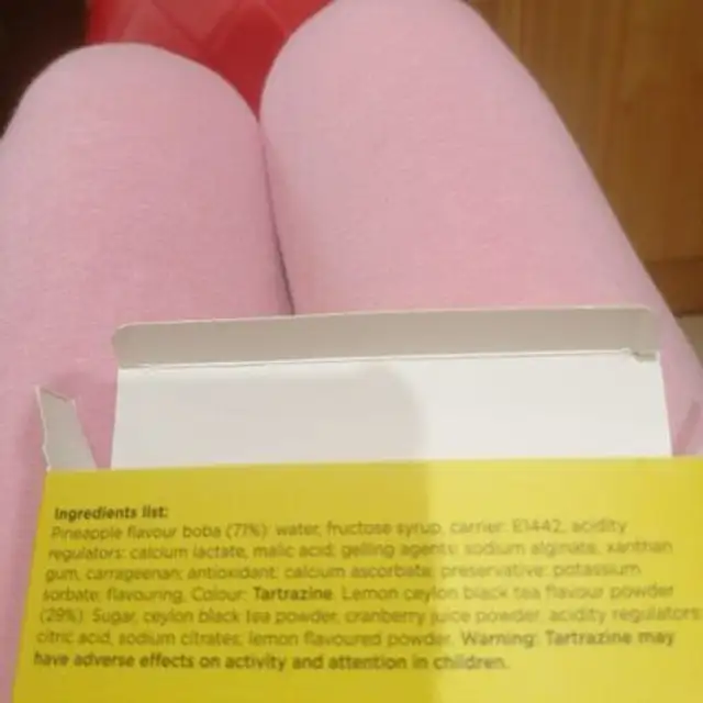 POP bubble tea kit ingredients label
