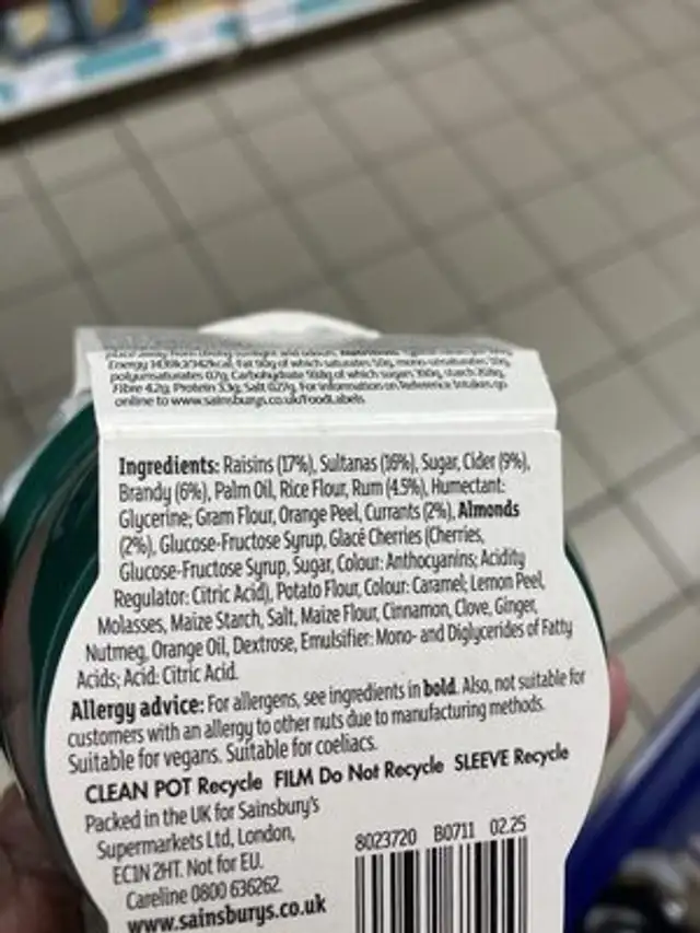 Unknown ingredients label