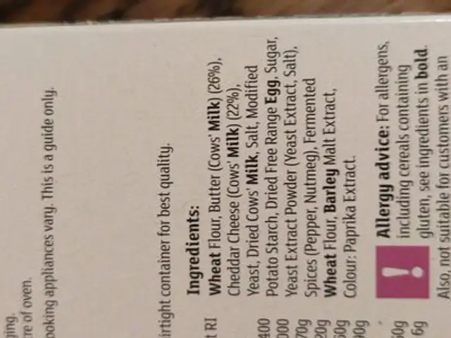 Unknown ingredients label