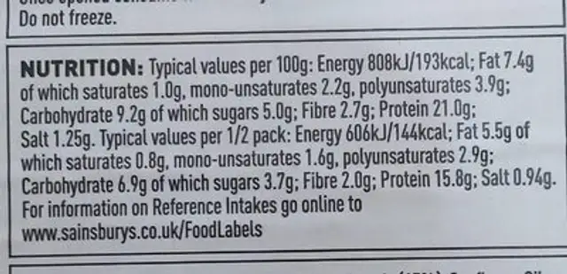 Firecracker Pieces nutrition facts table
