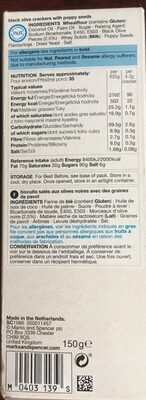 Black Olive crackers nutrition facts table