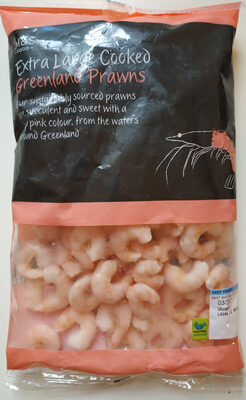 Extra velké vařené grónské krevety, loupané