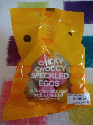Chicky choccy speckled eggs front packaging