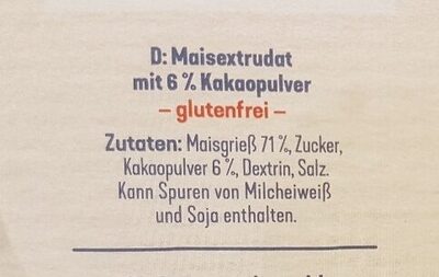 CHOCO BALLS ingredients label