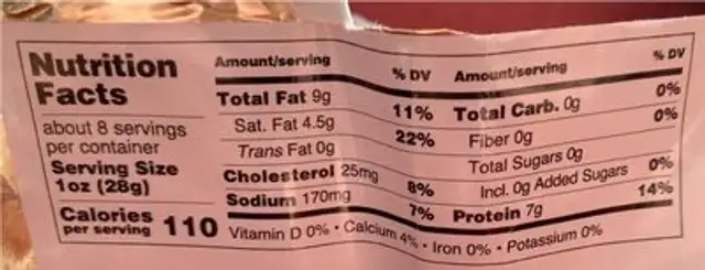 Farmer John Braunschweiger Original nutrition facts table