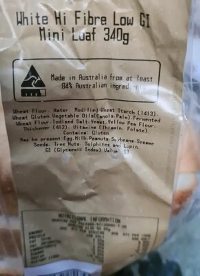 bread ingredients label