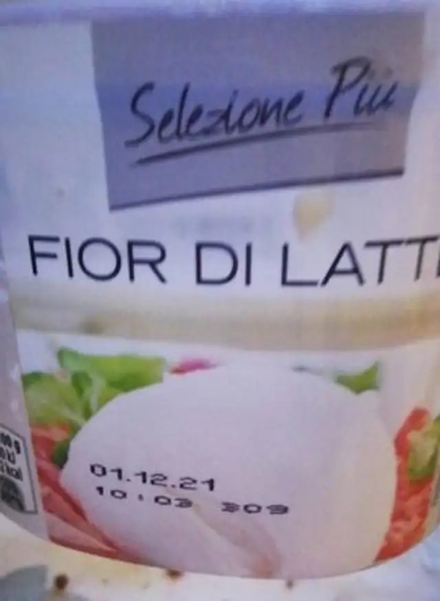Fior di latte nutrition facts table