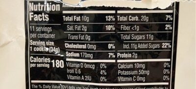 Vegan chocolate chip cookies nutrition facts table