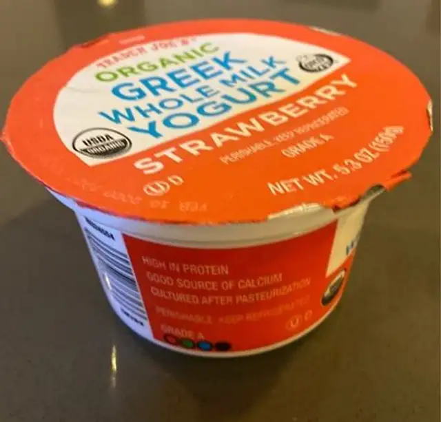 Greek whole milk yogurt. Strawberry