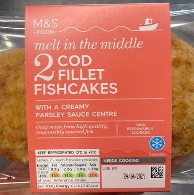 Melt in the middle 2 cod fillet fishcakes
