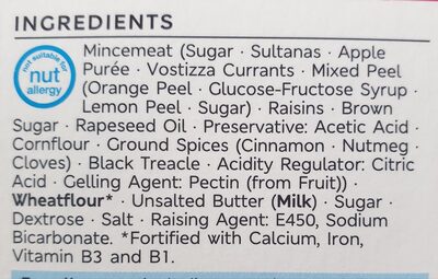 Classic All Butter Mince Pies ingredients label