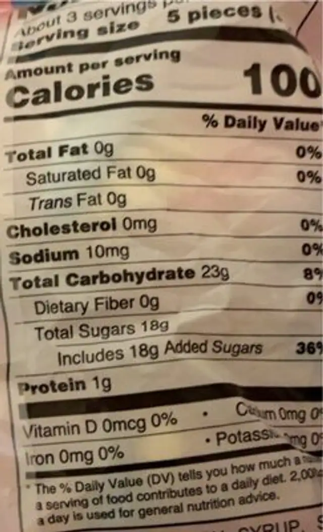 Magical Marshmallow Twists nutrition facts table