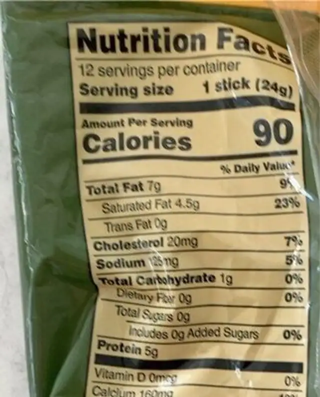 Monterey Jack  cheese snack sticks nutrition facts table