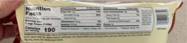 Scallopini potatoes nutrition facts table
