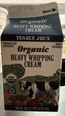 Organic Heavy Whipping Cream front packaging