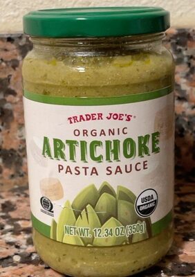 Organic artichoke pasta sauce front packaging
