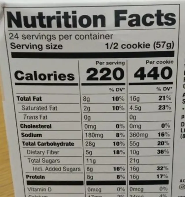 The Complete Cookie Peanut Butter Chocolate Chip nutrition facts table