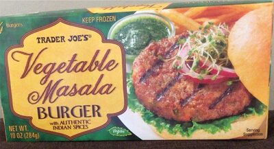 Vegetable masala burgers front packaging