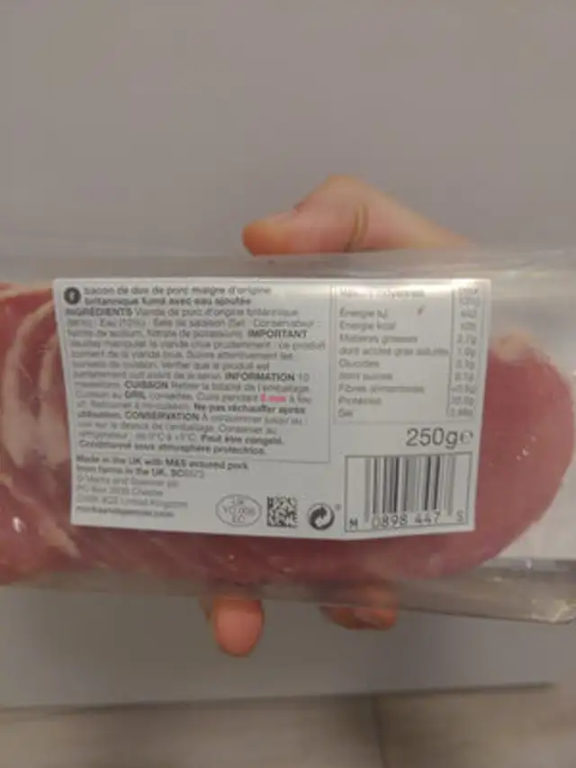 SKINNY ingredients label
