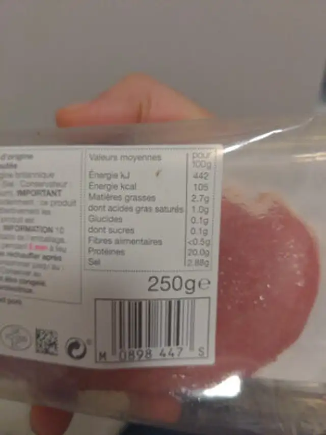 SKINNY nutrition facts table