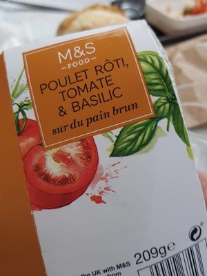 Sandwich Poulet rôti, tomate & basilic