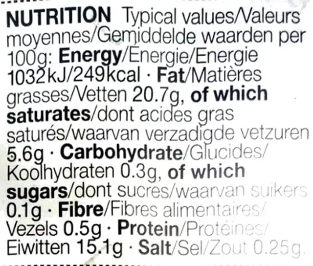 Duck breast fillets skin on nutrition facts table