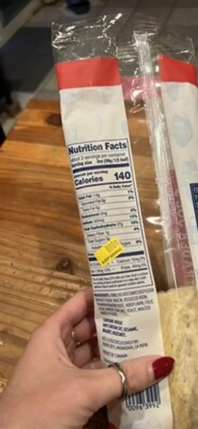 Ciabatta Demi-Baguette nutrition facts table