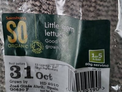 Little gem lettuce front packaging