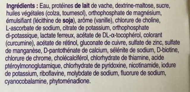 delical ingredients label