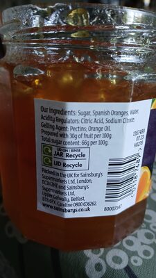 Taste the Difference Bitter Seville Orange Marmalade ingredients label