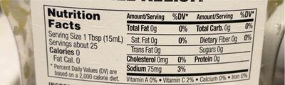 Dill Relish nutrition facts table