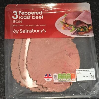 Peppered roast beef slices