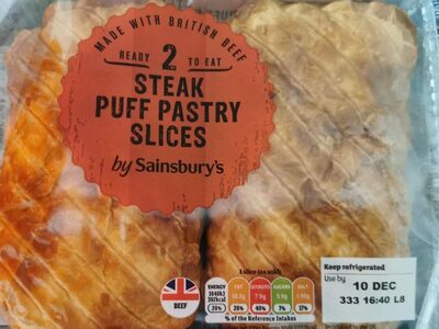 Steak puff pastry slices