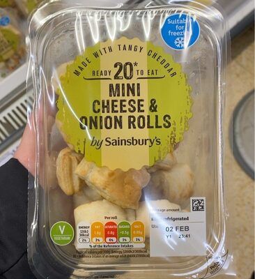 Mini cheese & onion rolls front packaging