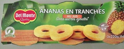 Ananas en tranches au jus sans sucres ajoutés front packaging