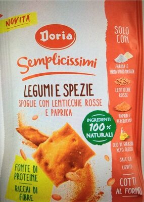 Sfoglie con lenticchie rosse e paprika front packaging